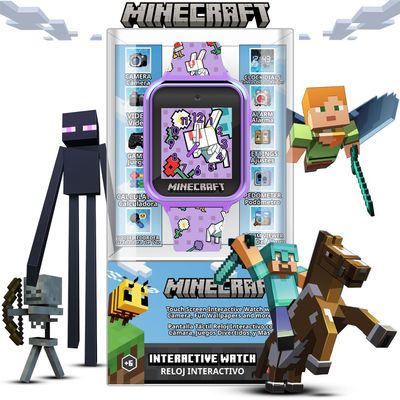 Minecraft Kids Smartwatch with 10 Watch Faces, Selfie and Video Camera, Step Counter, Voice Recorder, Fun Games, Timer, Stopwatch, Alarm, Calculator, and Wallpapers  Fits Wrists 5.5"-8.0"