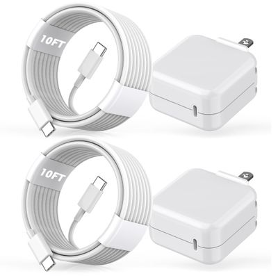 10FT Mac Book Air Mac Book Charger Fast Charging, 2Pack 30W USB C Charging Phone Laptop Charger 10Foot Extra Long USB C Cable for MacBook Pro 16/15/14/13 Inch,MacBook Air 13 Inch/iPad Pro/iPhone 15