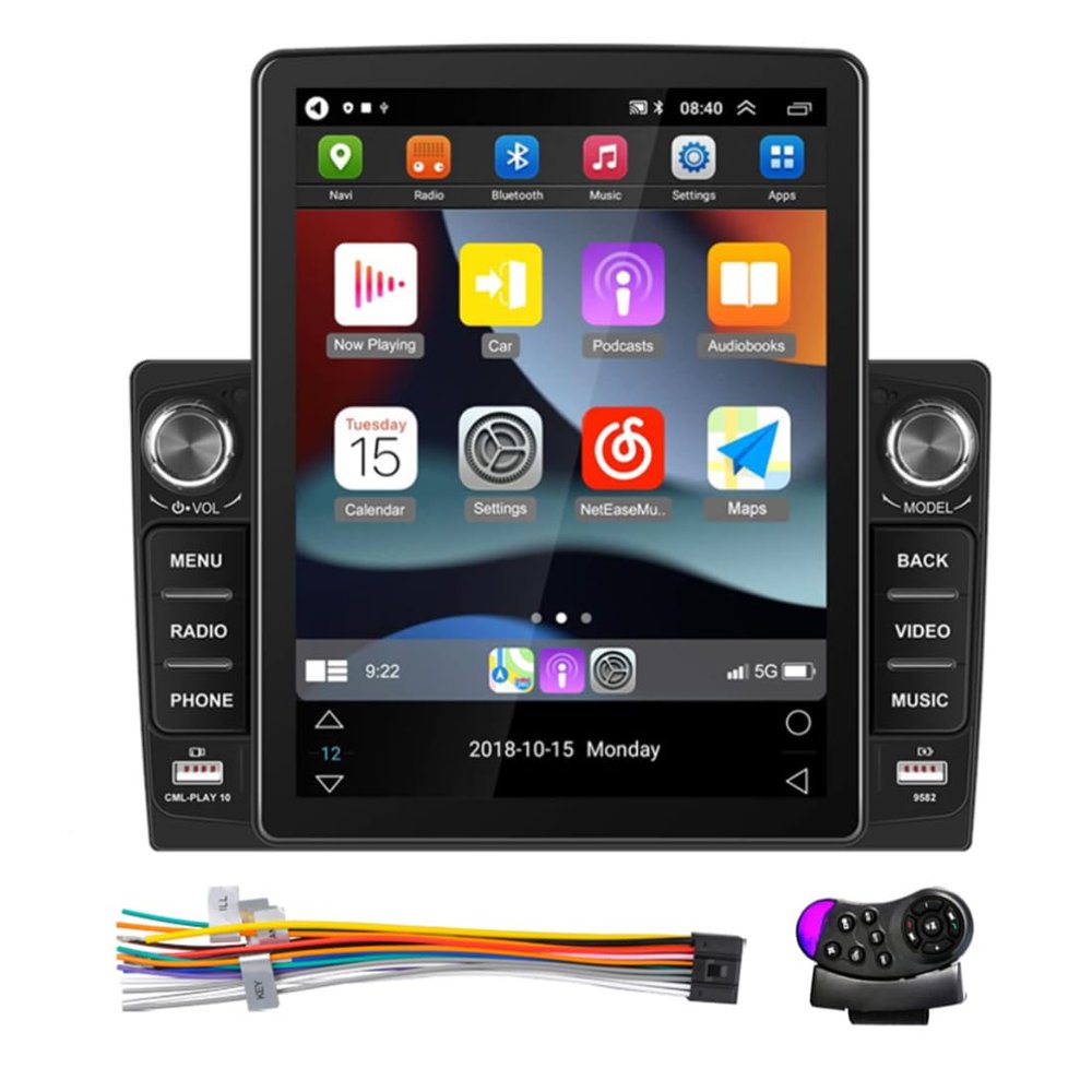 2Din Car Stereo Wired Carplay & Android Auto 9.5-inch Touch Screen Smart Voice Mirror Link Car Radio Bluetooth/FM/USB+SWC