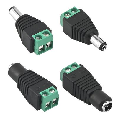 Juvielich 2 Pairs 5.5x2.1mm DC Connector Male Female Jack Power Adapter Purple for Led Strip CCTV Camera Cable Wire Ends