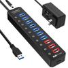 vantisan Powered USB 3.0 hub, 11-Port USB Hub Splitter Extension 7 USB 3.0 Data Ports + 4 Smart Charging Ports with Individual LED On/Off Switches and 12V/3A Power Adapter for USB Devices. view 1