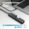 vantisan Powered USB 3.0 hub, 11-Port USB Hub Splitter Extension 7 USB 3.0 Data Ports + 4 Smart Charging Ports with Individual LED On/Off Switches and 12V/3A Power Adapter for USB Devices. view 2