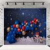 10x6.5ft Happy Birthday Photography Background Blue Balloon Stars in The Sky Cloud Fox Birthday Backdrops for 1st Birthday Party Baby Shower Photo Props Backdrop view 1