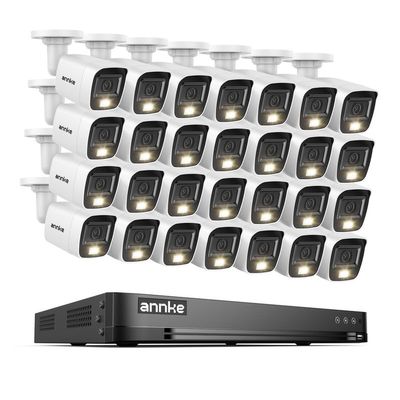 ANNKE 32CH 2MP H.265+ AI DVR Security Camera System, (28) 1080P Surveillance Outdoor Cams with Color Night Vision, Human/Vehicle Detection, NO Hard Drive, for Business, Warehouse, Restaurant, Retail