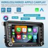Android for VW Jetta Seat Passat Tiguan CC Golf Skoda Double Din Car Stereo with Wireless Carplay/Android Auto 7 Inch HD Touchscreen Head Unit GPS WiFi Bluetooth SWC FM Backup Camera Dual Mic view 3