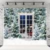 10x6.5ft Christmas Photography Background Outdoor Forest Snow North Pole Background Christmas Window Backdrops for Family Festival Decorations Photo Studio Props view 1