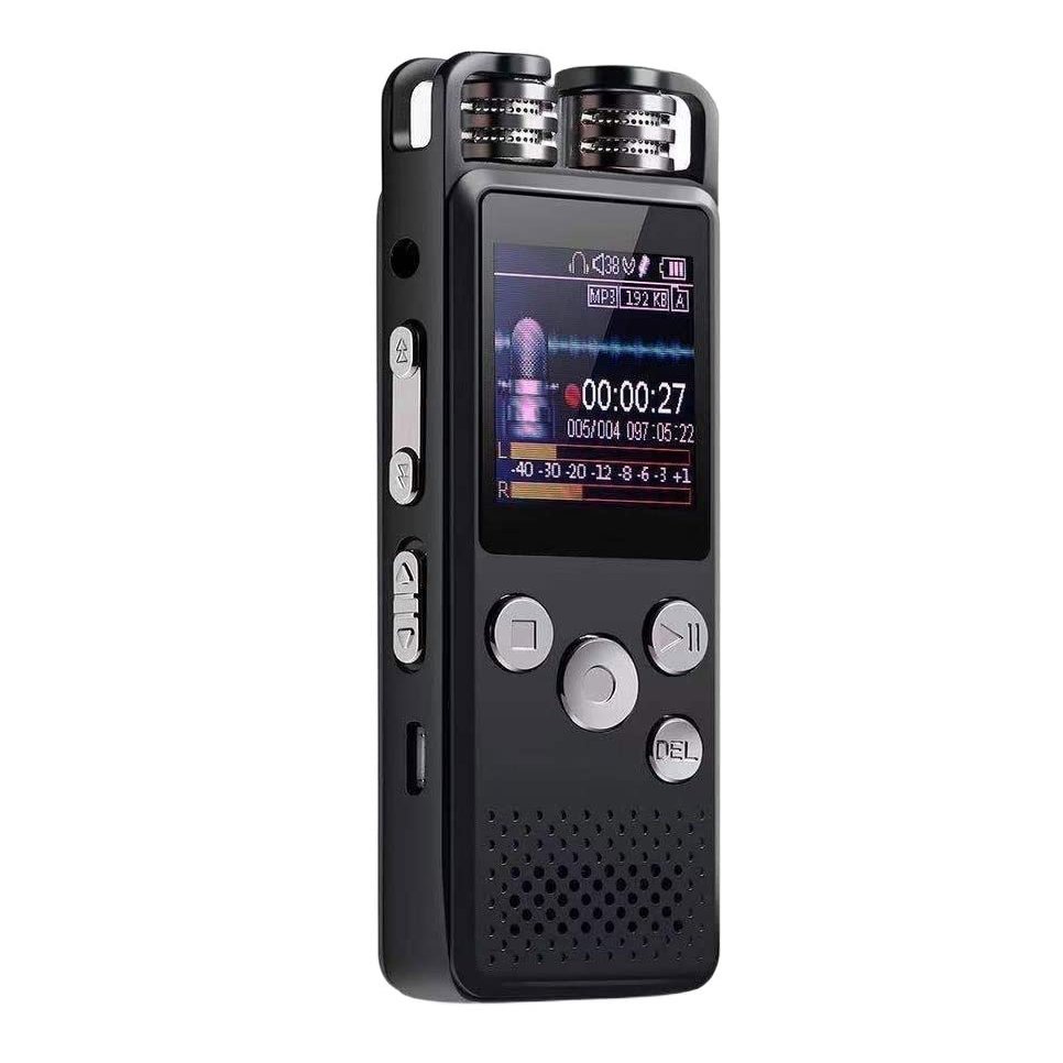 TOEWOE Digital Voice Recorder for Lectures Meetings, Voice Activated Recorde, Audio Recorder with Playback, Double Microphone Noise Cancelling Dictaphone, Black (Size : 32GB)