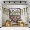 10x10ft Baby Show Backdrops for Photography White Retro Brick Wall Wooden Door Box Flower Background for Baby Shower Kids Birthday Party Decorations Portrait Banner Photo Booth Studio Props view 1
