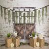 10x10ft Baby Show Backdrops for Photography White Retro Brick Wall Wooden Door Box Flower Background for Baby Shower Kids Birthday Party Decorations Portrait Banner Photo Booth Studio Props view 3