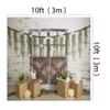 10x10ft Baby Show Backdrops for Photography White Retro Brick Wall Wooden Door Box Flower Background for Baby Shower Kids Birthday Party Decorations Portrait Banner Photo Booth Studio Props view 4