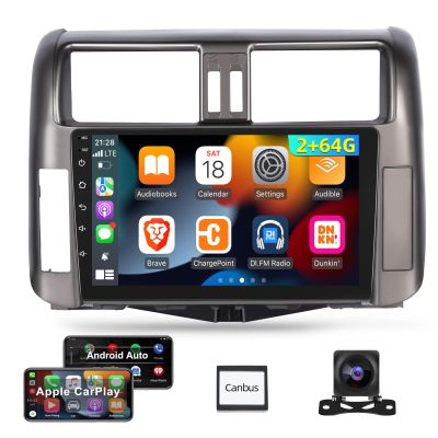 [2+64GB] Android 13 Car Radio for Toyota Prado 2010 2011 2012 2013, 9 inch Touch Screen Stereo, Carplay&Android Auto/1080P/Hi-Fi Audio/Bluetooth/GPS/WiFi +Backup Camera+Mic