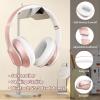 Glynzak Wireless Bluetooth Headphones Over Ear 65H Playtime HiFi Stereo Headset with Microphone and 6EQ Modes Foldable Bluetooth V5.3 Headphones for Travel Smartphone Computer Laptop Rose Gold view 4