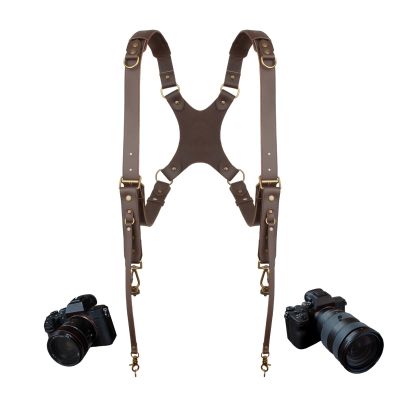 4J LEDR Camera Harness,Dual Shoulder Leather Camera Strap for Photographer,Camera Shoulder Strap for 2 Cameras Carrying for Men&Women, Multi Camera Gear for DSLR/SLR Strap,Quick Release