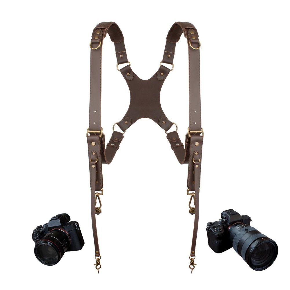 4J LEDR Camera Harness,Dual Shoulder Leather Camera Strap for Photographer,Camera Shoulder Strap for 2 Cameras Carrying for Men&Women, Multi Camera Gear for DSLR/SLR Strap,Quick Release