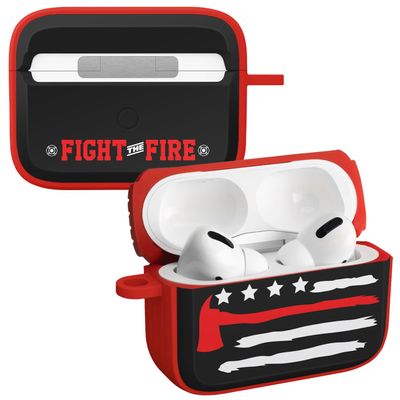 AFFINITY BANDS Firefighter HDX Case Cover Compatible with Apple AirPods Pro 1 & 2 (Axe Flag Red)