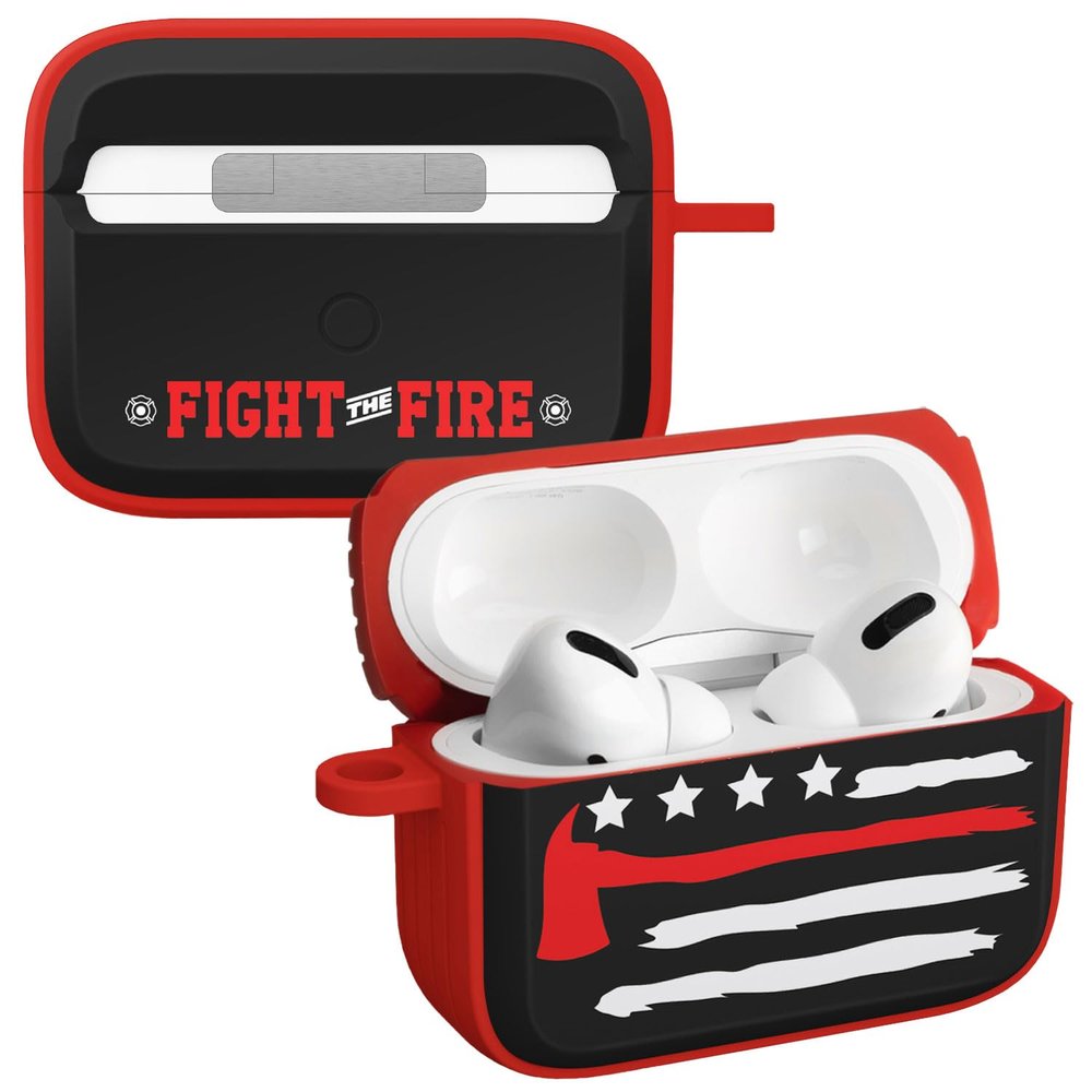 AFFINITY BANDS Firefighter HDX Case Cover Compatible with Apple AirPods Pro 1 & 2 (Axe Flag Red)