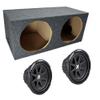 KICKER 43C124-N Bundle with Dual 12" Sub Box Sealed Rearfire Subwoofer Enclosure C12 Comp 600 Watts Peak view 1