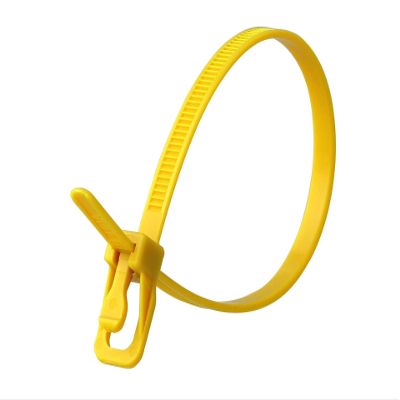 RETYZ 12-Inch Yellow Reusable Releasable Cable Ties 20 Pack, 50 lb Strength, Patented Quick-Release, Tool-Free Design for Home, Office, and Light Industrial Use