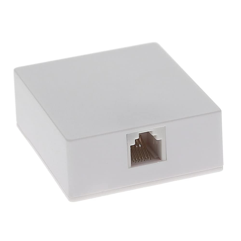 Beszin (1-Piece) RJ12 (6P6C) Modular Single Port Surface Mount Jack Box White for Telehone/Phone Line with Mounting Screws