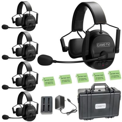 cametv Kuminik8 1.9GHz Wireless Intercom Headset System Noise Cancellation Zero Latency Full Duplex 5 Person Team Communication with Hardcase for Church Boating TV Film Production Drone