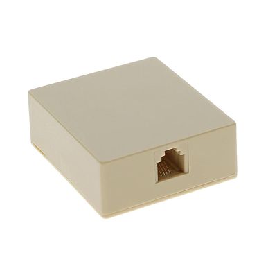 Beszin (1-Piece) RJ11 (6P4C) Modular Single Port Surface Mount Jack Box Ivory for Telehone/Phone Line with Mounting Screws