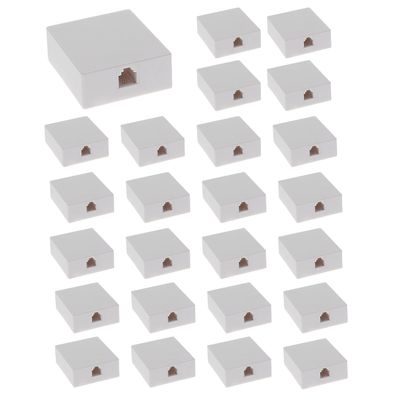 Beszin (25-Pack) RJ12 (6P6C) Modular Single Port Surface Mount Jack Box White for Telehone/Phone Line with Mounting Screws
