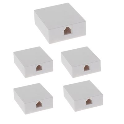 Beszin (5-Pack) RJ11 (6P4C) Modular Single Port Surface Mount Jack Box White for Telehone/Phone Line with Mounting Screws