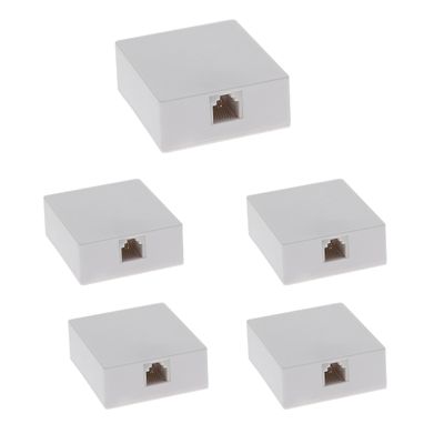 Beszin (5-Pack) RJ12 (6P6C) Modular Single Port Surface Mount Jack Box White for Telehone/Phone Line with Mounting Screws