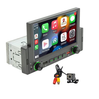 1Din Car Radio Android Auto/CarPlay Mirror Link 6.2 inch Touch Screen Reverse Image Bluetooth FM USB Colourful Light+8LED Camera