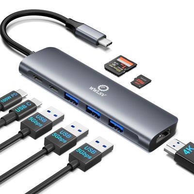 USB C Hub, 8 in 1 USB C Docking Station with 4K HDMI, 3 USB 3.0 Ports, Type-C Port, 100W PD, SD/TF Card Reader, Laptop Docking Station Compatible for MacBook Pro/Air, Dell XPS, HP, Chromebook