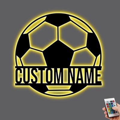 Personalized Soccer Gifts Night Light for Kids, Custom Soccer Player LED Wall Light 16 Colors Dimmable Name Signs Lamp Wall Decor Christmas Birthday Gift for Soccer Player, Soccer Lover