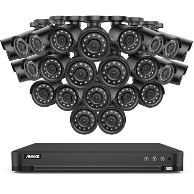 ANNKE 32CH AI Business Security Camera System with Human/Vehicle Detection, 24 PCs 2MP Wired Outdoor CCTV Cameras, 32CH 4MP Surveillance DVR, No Hard Drive, 100ft IR Night Vision, Remote Access