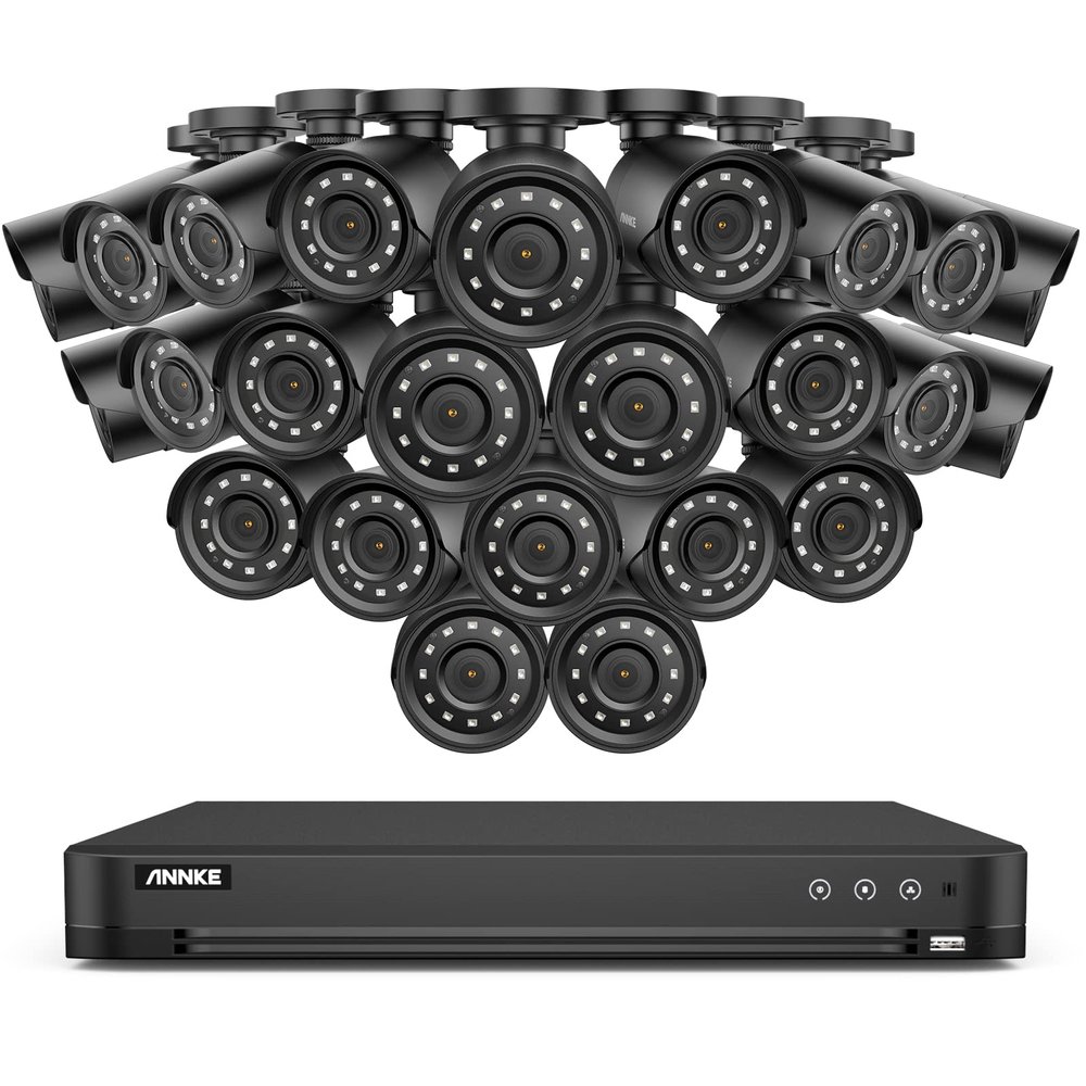 ANNKE 32CH AI Business Security Camera System with Human/Vehicle Detection, 24 PCs 2MP Wired Outdoor CCTV Cameras, 32CH 4MP Surveillance DVR, No Hard Drive, 100ft IR Night Vision, Remote Access