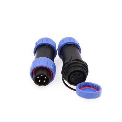 ZBLZGP SP21 5 Pin Solder Terminals Connector Threaded Coupling 21mm Male Female Plug in-line Cable Socket SP2110 SP2111 Waterproof Wire Connector