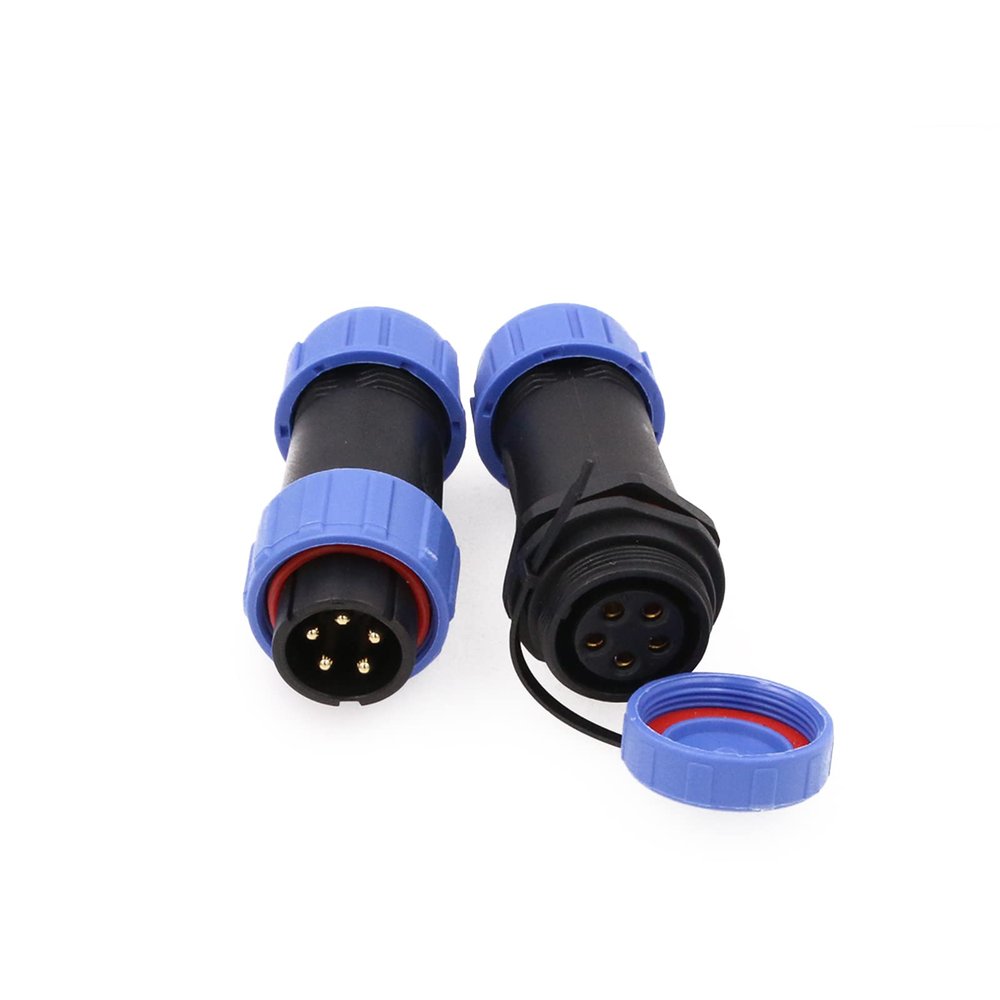 ZBLZGP SP21 5 Pin Solder Terminals Connector Threaded Coupling 21mm Male Female Plug in-line Cable Socket SP2110 SP2111 Waterproof Wire Connector