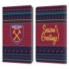 Head Case Designs Officially Licensed West Ham United FC Festive Pattern Christmas Leather Wallet Case Compatible with Kindle Paperwhite 1/2 / 3 view 1