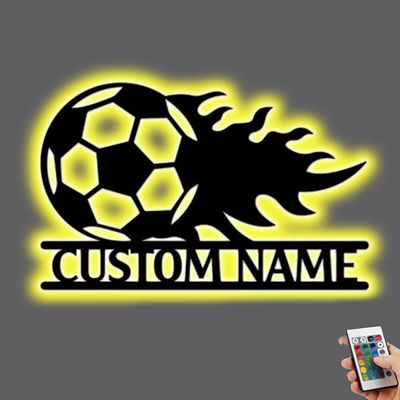 Personalized Soccer Gifts Night Light for Kids, Custom Soccer Player LED Wall Light 16 Colors Dimmable Name Signs Lamp Wall Decor Christmas Birthday Gift for Soccer Player, Soccer Lover