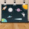 Renaiss 8x6ft Outer Space Backdrop Galaxy Astronaut Rocket Universe Planet Starry Sky Birthday Party Photo Photography Background for Kids Boy Baby Baby Birthday Party Decor Photo Studio Props view 4