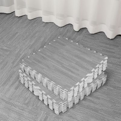 Amylove 25 Pack Foam Floor Tile Wood Grain 24x24 Interlocking EVA Mat,Grey