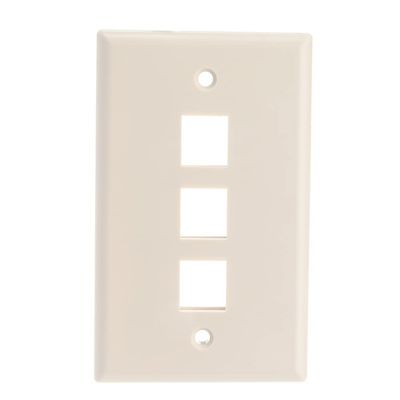 Cable Central LLC Keystone Wall Plate, Lite Almond, 3 Port, Single Gang