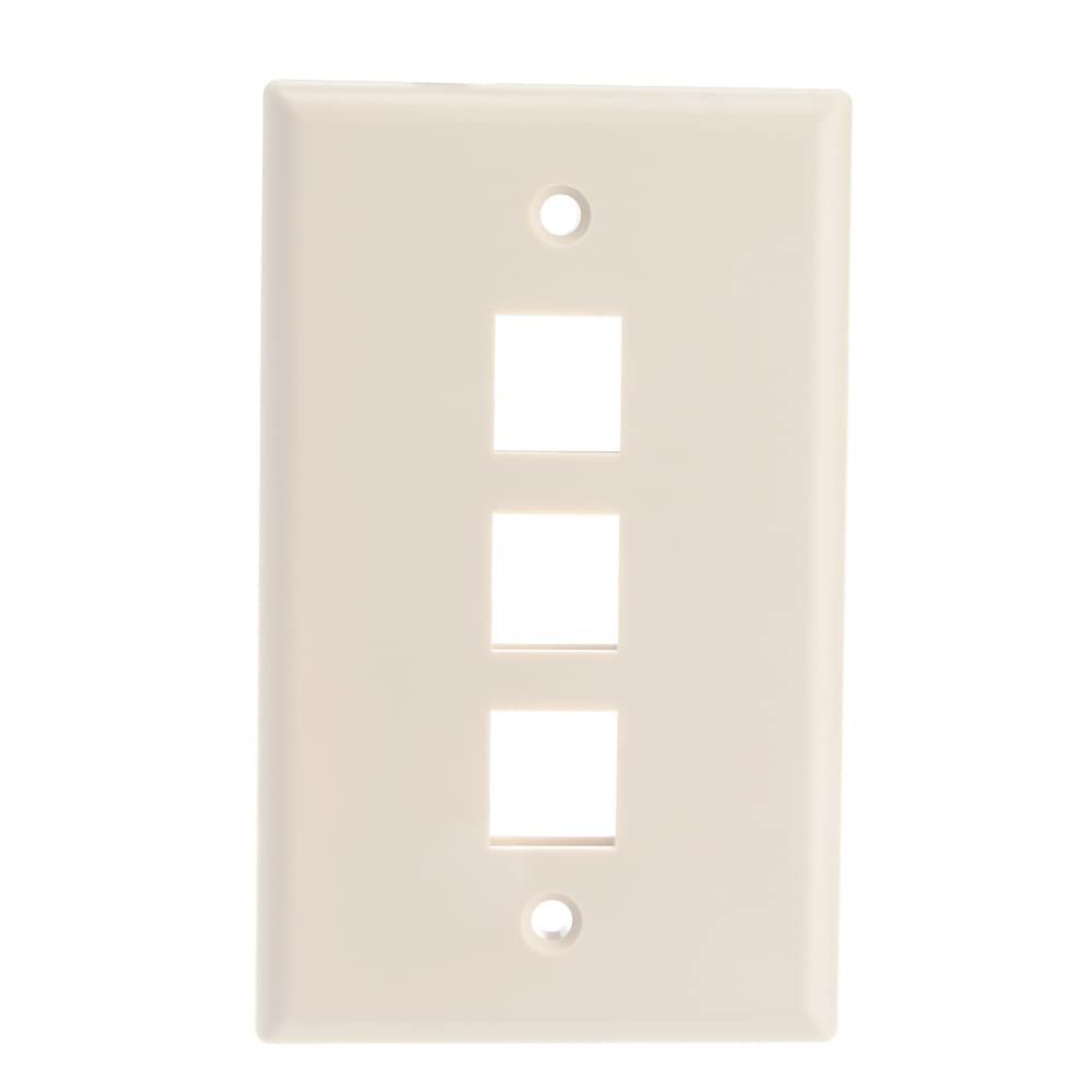 Cable Central LLC Keystone Wall Plate, Lite Almond, 3 Port, Single Gang