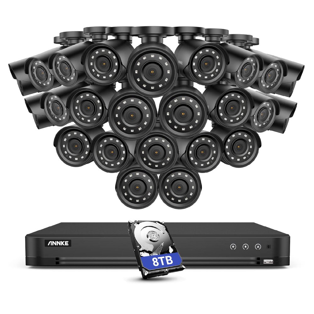 ANNKE 24 PCs 2MP Commercial Grade Wired Security Camera Kit, 32CH 4MP AI Surveillance DVR System with Human/Vehicle Detection with 8TB Hard Drive, Multiple Recording Modes, 100ft Night Vision