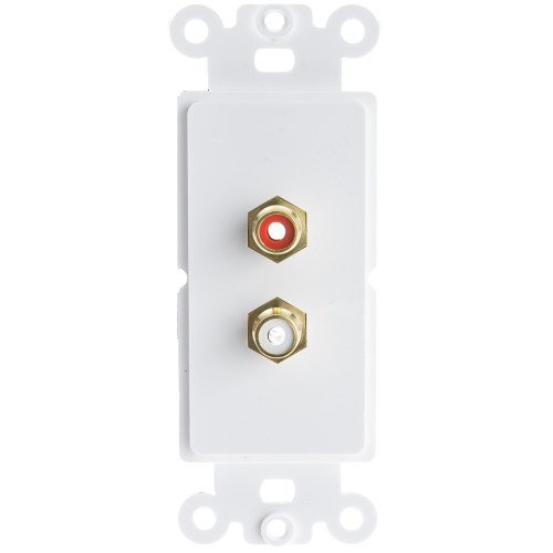 Cable Central LLC Decora Wall Plate Insert, White, RCA Stereo Couplers (Red/White), 2 RCA Female