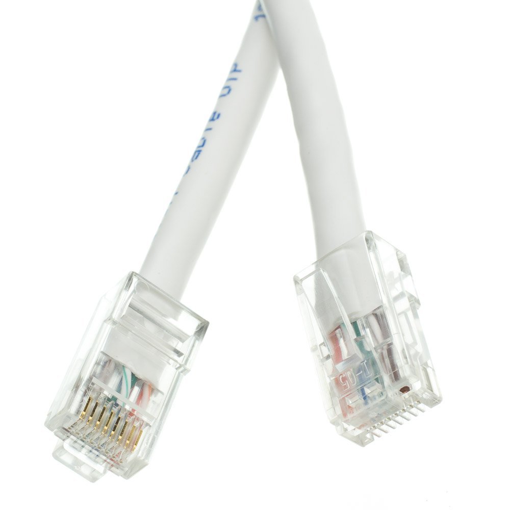 Cable Central LLC Cat5e White Copper Ethernet Patch Cable, Bootless, POE Compliant, 7 Feet