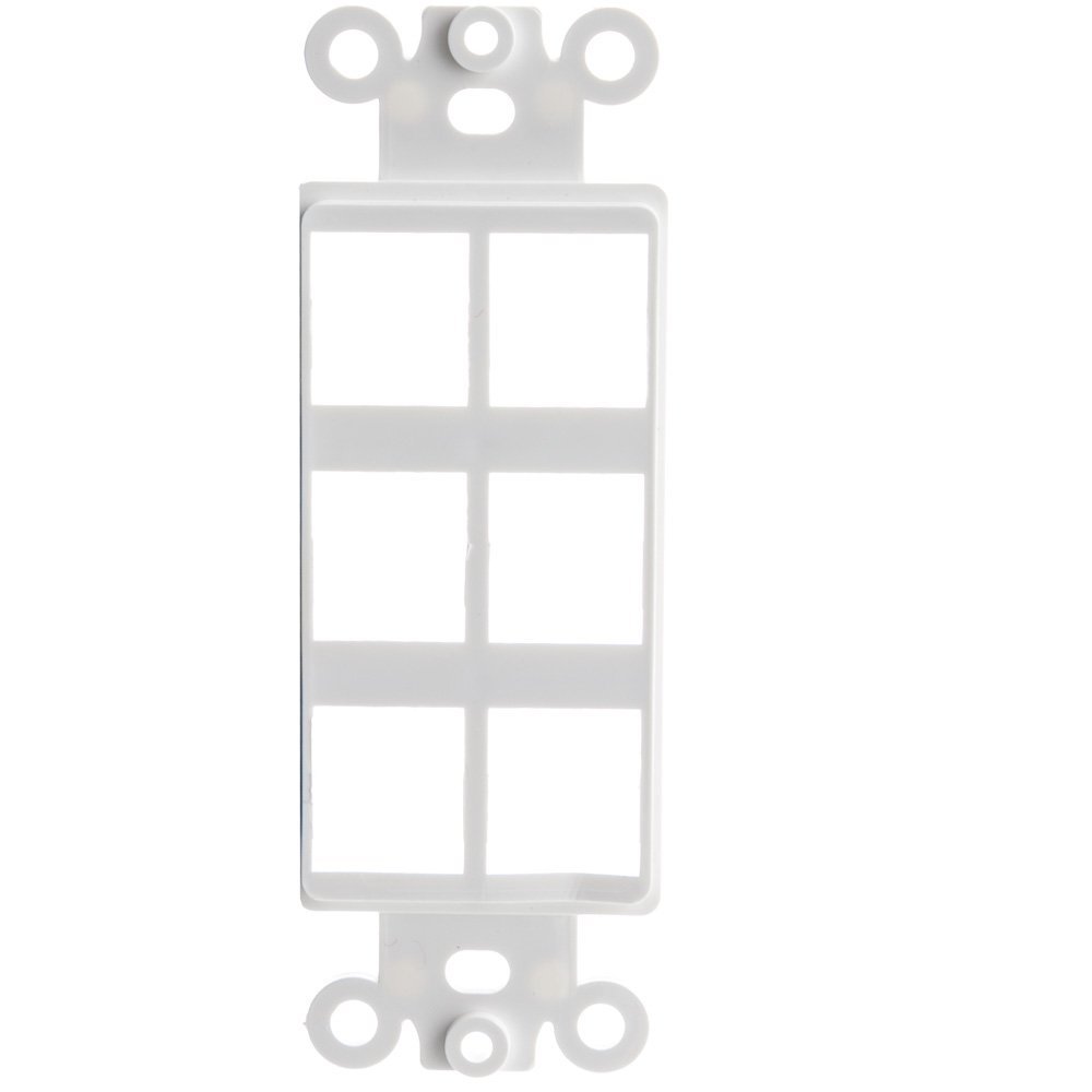 Cable Central LLC Decora Wall Plate Insert, White, 6 Hole for Keystone Jack