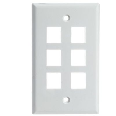 Cable Central LLC Keystone Wall Plate, White, 6 Port, Single Gang