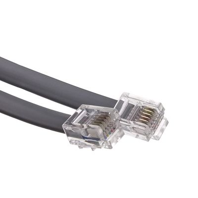 Cable Central LLC Telephone Cord (Voice), RJ12, 6P / 6C, Silver Satin, Reverse, 14 Feet