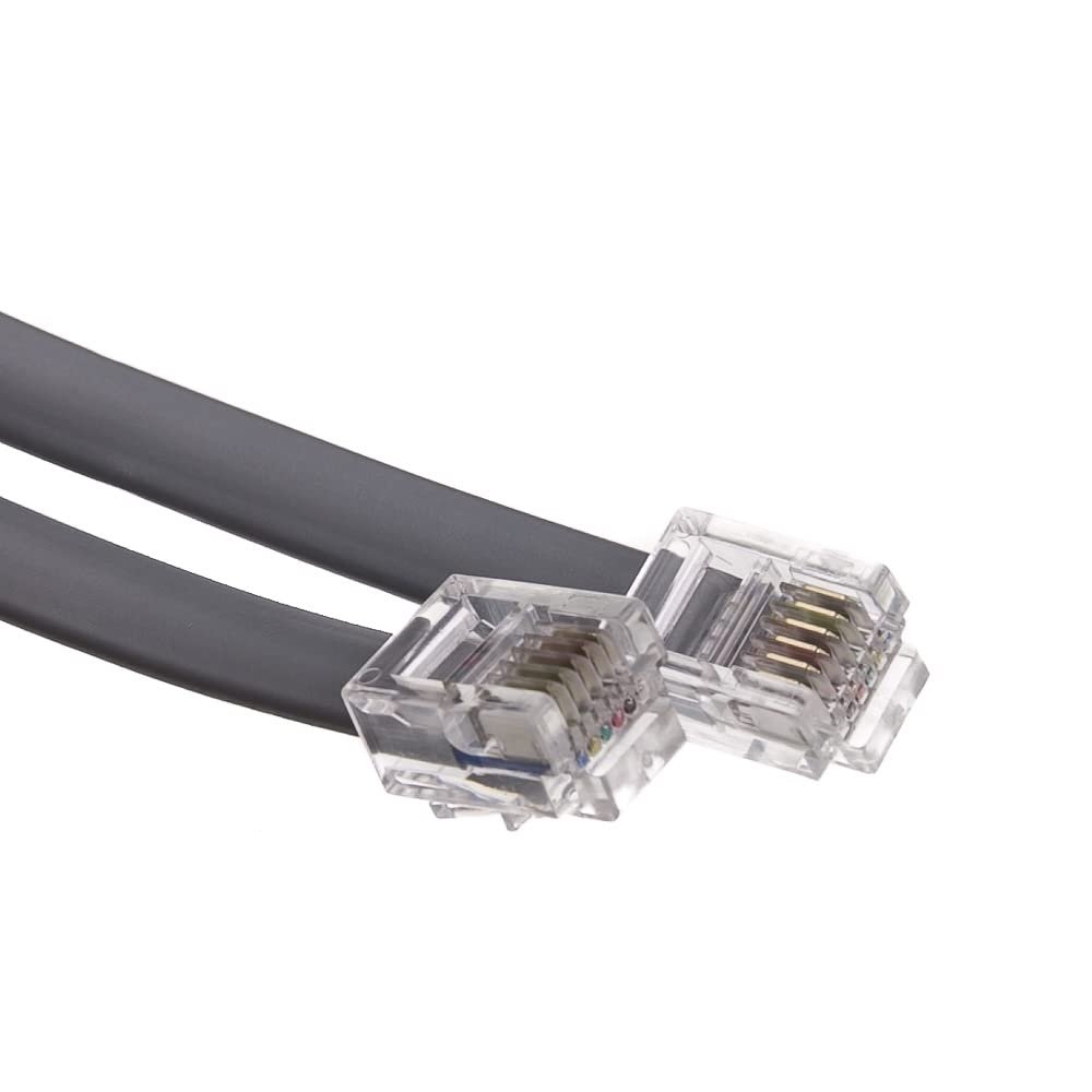 Cable Central LLC Telephone Cord (Voice), RJ12, 6P / 6C, Silver Satin, Reverse, 14 Feet
