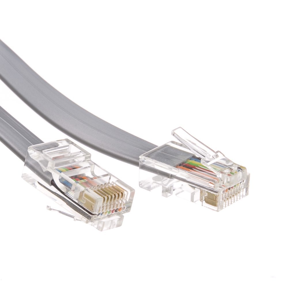 Cable Central LLC Telephone Cord (Data), RJ45 8P / 8C, Silver Satin, Straight, 7 Feet