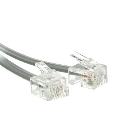 Cable Central LLC Telephone Cord (Voice), RJ11, 6P / 4C, Silver Satin, Reverse, 14 Feet